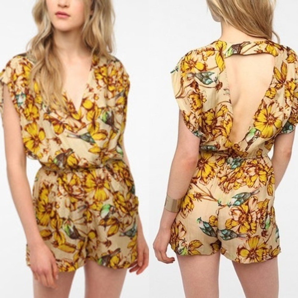 SILK✨Smith Cutout Back Tropical Romper